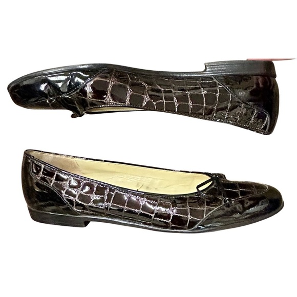 Amalfi by Rangoni Black Croc-Embossed Patent Leather Flats – Size 11M - Picture 2 of 9